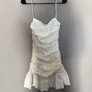 Zara Bubble Hem Mini Dress Small Womens White Hard To Find Fabulous Sexy Satin